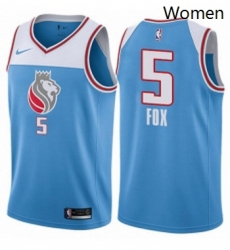 Womens Nike Sacramento Kings 5 DeAaron Fox Swingman Blue NBA Jersey City Edition Womens Nike Sacramento Kings 5 DeAaron Fox Swingman Blue NBA Jersey City Edition