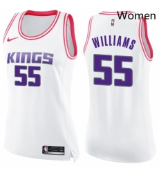 Womens Nike Sacramento Kings 55 Jason Williams Swingman WhitePink Fashion NBA Jersey Womens Nike Sacramento Kings 55 Jason Williams Swingman WhitePink Fashion NBA Jersey