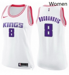 Womens Nike Sacramento Kings 8 Bogdan Bogdanovic Swingman White Pink Fashion NBA Jersey Womens Nike Sacramento Kings 8 Bogdan Bogdanovic Swingman White Pink Fashion NBA Jersey