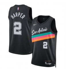 Men San Antonio Spurs 2 Dylan Harper Black 2025 26 City Edition Stitched Basketball Jersey Men San Antonio Spurs 2 Dylan Harper Black 2025 26 City Edition Stitched Basketball Jersey