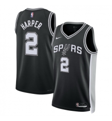 Men San Antonio Spurs 2 Dylan Harper Black 2025 Draft Icon Edition Stitched Basketball Jersey