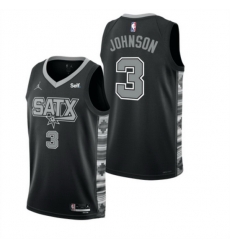 Men San Antonio Spurs 3 Keldon Johnson Black 2022 23 Statement Edition Stitched Basketball Jersey Men San Antonio Spurs 3 Keldon Johnson Black 2022 23 Statement Edition Stitched Basketball Jersey