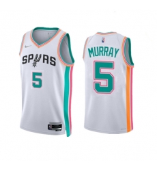Men San Antonio Spurs 5 Dejounte Murray 2021 22 White City Edition Stitched Jersey Men San Antonio Spurs 5 Dejounte Murray 2021 22 White City Edition Stitched Jersey