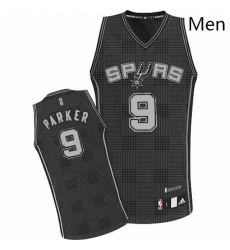Mens Adidas San Antonio Spurs 9 Tony Parker Authentic Black Rhythm Fashion NBA Jersey Mens Adidas San Antonio Spurs 9 Tony Parker Authentic Black Rhythm Fashion NBA Jersey