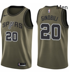 Mens Nike San Antonio Spurs 20 Manu Ginobili Swingman Green Salute to Service NBA Jersey Mens Nike San Antonio Spurs 20 Manu Ginobili Swingman Green Salute to Service NBA Jersey