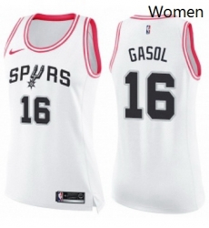 Womens Nike San Antonio Spurs 16 Pau Gasol Swingman WhitePink Fashion NBA Jersey Womens Nike San Antonio Spurs 16 Pau Gasol Swingman WhitePink Fashion NBA Jersey