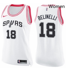 Womens Nike San Antonio Spurs 18 Marco Belinelli Swingman White Pink Fashion NBA Jersey Womens Nike San Antonio Spurs 18 Marco Belinelli Swingman White Pink Fashion NBA Jersey