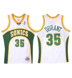 Men SEATTLE SUPERSONICS Kevin Durant 35 Replica Swingman Seattle Sonics NBA Jersey White Men SEATTLE SUPERSONICS Kevin Durant 35 Replica Swingman Seattle Sonics NBA Jersey White