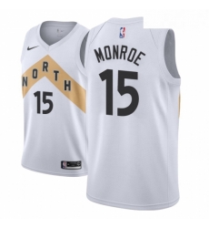 Men NBA 2018 19 Toronto Raptors 15 Greg Monroe City Edition White Jersey Men NBA 2018 19 Toronto Raptors 15 Greg Monroe City Edition White Jersey