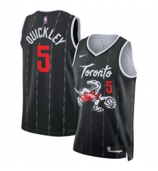 Men Toronto Raptors 5 Immanuel Quickley Black 2025 26 City Edition Stitched Basketball Jersey Men Toronto Raptors 5 Immanuel Quickley Black 2025 26 City Edition Stitched Basketball Jersey