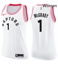 Womens Nike Toronto Raptors 1 Tracy Mcgrady Swingman WhitePink Fashion NBA Jersey Womens Nike Toronto Raptors 1 Tracy Mcgrady Swingman WhitePink Fashion NBA Jersey