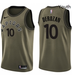 Youth Nike Toronto Raptors 10 DeMar DeRozan Swingman Green Salute to Service NBA Jersey Youth Nike Toronto Raptors 10 DeMar DeRozan Swingman Green Salute to Service NBA Jersey