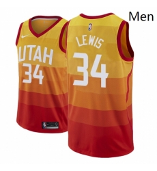 Men NBA 2018 19 Utah Jazz 34 Trey Lewis City Edition Red Jersey Men NBA 2018 19 Utah Jazz 34 Trey Lewis City Edition Red Jersey