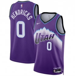 Men Utah Jazz 0 Taylor Hendricks Purple 2025 Icon Edition Stitched Basketball Jersey