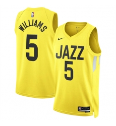 Men Utah Jazz 5 Cody Williams Yellow 2024 Draft Association Edition Stitched Basketball Jersey Men Utah Jazz 5 Cody Williams Yellow 2024 Draft Association Edition Stitched Basketball Jersey