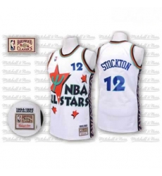 Mens Adidas Utah Jazz 12 John Stockton Authentic White 1995 All Star Throwback NBA Jersey Mens Adidas Utah Jazz 12 John Stockton Authentic White 1995 All Star Throwback NBA Jersey