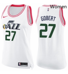 Womens Nike Utah Jazz 27 Rudy Gobert Swingman WhitePink Fashion NBA Jersey Womens Nike Utah Jazz 27 Rudy Gobert Swingman WhitePink Fashion NBA Jersey