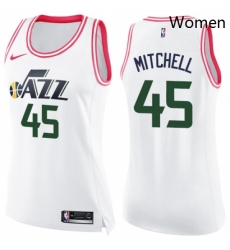 Womens Nike Utah Jazz 45 Donovan Mitchell Swingman WhitePink Fashion NBA Jersey Womens Nike Utah Jazz 45 Donovan Mitchell Swingman WhitePink Fashion NBA Jersey