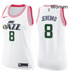 Womens Nike Utah Jazz 8 Jonas Jerebko Swingman WhitePink Fashion NBA Jersey Womens Nike Utah Jazz 8 Jonas Jerebko Swingman WhitePink Fashion NBA Jersey