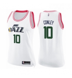 Womens Utah Jazz 10 Mike Conley Swingman White Pink Fashion Basketball Jersey Womens Utah Jazz 10 Mike Conley Swingman White Pink Fashion Basketball Jersey