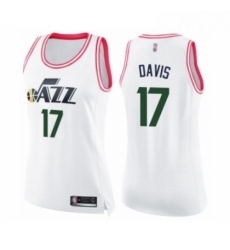 Womens Utah Jazz 17 Ed Davis Swingman White Pink Fashion Basketball Jersey Womens Utah Jazz 17 Ed Davis Swingman White Pink Fashion Basketball Jersey