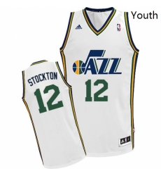 Youth Adidas Utah Jazz 12 John Stockton Swingman White Home NBA Jersey Youth Adidas Utah Jazz 12 John Stockton Swingman White Home NBA Jersey