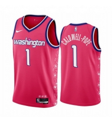 Men Washington Wizards 1 Kentavious Caldwell Pope 2022 23 Pink Cherry Blossom City Edition Limited Stitched Basketball Jersey Men Washington Wizards 1 Kentavious Caldwell Pope 2022 23 Pink Cherry Blossom City Edition Limited Stitched Basketball Jersey