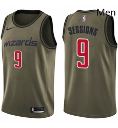 Mens Nike Washington Wizards 9 Ramon Sessions Swingman Green Salute to Service NBA Jersey 