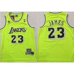 Lakers 23 Lebron James Fluorescent Green Hardwood Classics Mesh Swingman Jersey