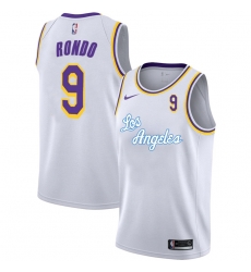Lakers 9 Rajon Rondo White 2020 2021 New City Edition Nike Swingman Jersey Lakers 9 Rajon Rondo White 2020 2021 New City Edition Nike Swingman Jersey
