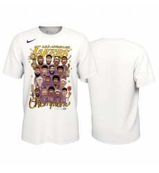 Los Angeles Lakers 2020 NBA Finals Champions T-Shirt White Team Caricature Los Angeles Lakers 2020 NBA Finals Champions T-Shirt White Team Caricature