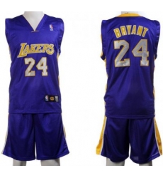 Los Angeles Lakers 24 Kobe Bryant Purple Jerseys&Shorts Los Angeles Lakers 24 Kobe Bryant Purple Jerseys&Shorts