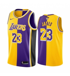 Los Angeles Lakers LeBron James 2020 NBA Finals Bound Gold Purple Jersey Split Special Edition Los Angeles Lakers LeBron James 2020 NBA Finals Bound Gold Purple Jersey Split Special Edition