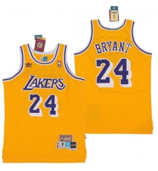 Men Adidas Lakers 24 Kobe Bryant Yellow Throwback Stitched NBA Jersey Men Adidas Lakers 24 Kobe Bryant Yellow Throwback Stitched NBA Jersey