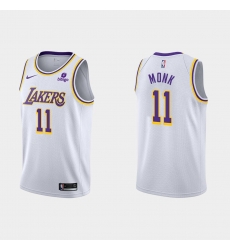 Men Los Angeles Lakers 11 Malik Monk White Stitched Jersey Men Los Angeles Lakers 11 Malik Monk White Stitched Jersey