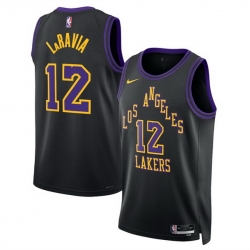 Men Los Angeles Lakers 12 Jake LaRavia Black 2025 26 City Edition Stitched Basketball Jersey