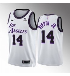 Men Los Angeles Lakers 14 Scottie Pippen Jr White City Edition Stitched Basketball Jersey Men Los Angeles Lakers 14 Scottie Pippen Jr White City Edition Stitched Basketball Jersey
