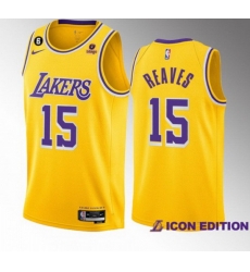Men Los Angeles Lakers 15 Austin Reaves Yellow Edition With NO 6 Patch Stitched Basketball Jersey 001 Men Los Angeles Lakers 15 Austin Reaves Yellow Edition With NO 6 Patch Stitched Basketball Jersey 001