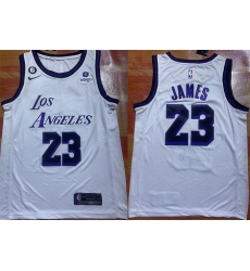 Men Los Angeles Lakers 23 LeBron James 2022 23 White With NO 6 Patch Stitched Basketball Jersey Men Los Angeles Lakers 23 LeBron James 2022 23 White With NO 6 Patch Stitched Basketball Jersey