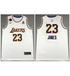 Men Los Angeles Lakers 23 LeBron James Bibigo White With KB Patch Stitched Jersey Men Los Angeles Lakers 23 LeBron James Bibigo White With KB Patch Stitched Jersey