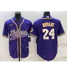 Men Los Angeles Lakers 24 Kobe Bryant Purple Cool Base Stitched Baseball Jersey Men Los Angeles Lakers 24 Kobe Bryant Purple Cool Base Stitched Baseball Jersey