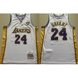 Men Los Angeles Lakers 24 Kobe Bryant White 2009 10 Stitched Basketball Jersey