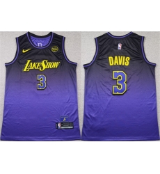 Men Los Angeles Lakers 3 Anthony Davis Purple 2024 Stitched Basketball Jersey Men Los Angeles Lakers 3 Anthony Davis Purple 2024 Stitched Basketball Jersey
