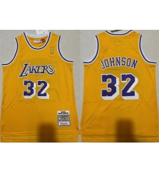 Men Los Angeles Lakers 32 Magic Johnson Yellow Throwback Basketball Jersey Men Los Angeles Lakers 32 Magic Johnson Yellow Throwback Basketball Jersey