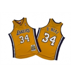 Men Los Angeles Lakers 34 Shaquille O 27Neal Yellow 1999 00 Throwback Basketball Jersey Men Los Angeles Lakers 34 Shaquille O 27Neal Yellow 1999 00 Throwback Basketball Jersey