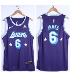 Men Los Angeles Lakers 6 LeBron James Bibigo Purple 75th Anniversary City Edition Stitched Jersey Men Los Angeles Lakers 6 LeBron James Bibigo Purple 75th Anniversary City Edition Stitched Jersey