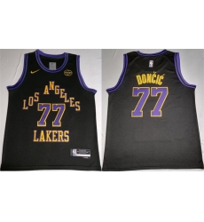 Men Los Angeles Lakers 77 Luka Docic Black 2025 Stitched Basketball Jersey Men Los Angeles Lakers 77 Luka Docic Black 2025 Stitched Basketball Jersey