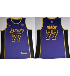 Men Los Angeles Lakers 77 Luka Docic Puple 2025 Stitched Basketball Jersey Men Los Angeles Lakers 77 Luka Docic Puple 2025 Stitched Basketball Jersey