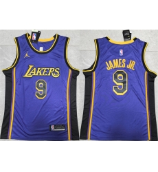Men Los Angeles Lakers 9 Bronny James Jr Purple Stitched Basketball Jersey Men Los Angeles Lakers 9 Bronny James Jr Purple Stitched Basketball Jersey