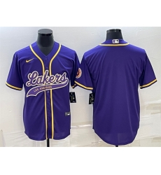 Men Los Angeles Lakers Blank Purple Cool Base Stitched Baseball Jersey Men Los Angeles Lakers Blank Purple Cool Base Stitched Baseball Jersey